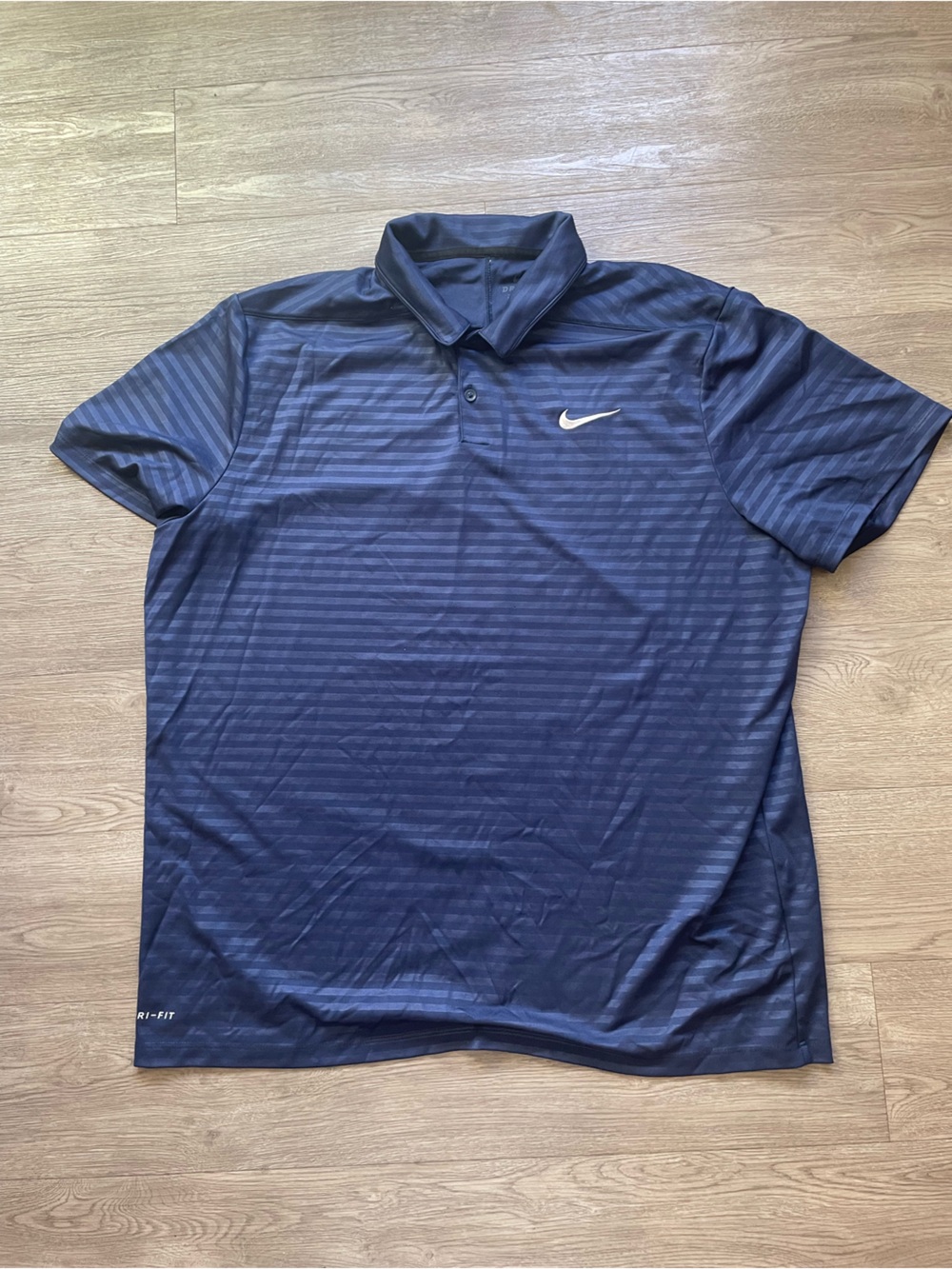 Nike Golf Men Polo Shirt Blue Dri Fit Short Sleeve Collar Button Logo Size 2XL